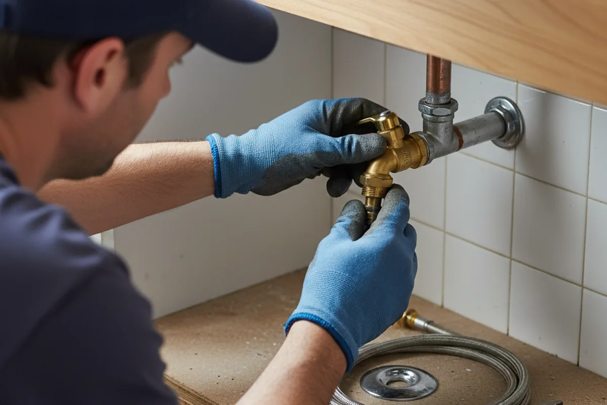 Shutoff valve and fitting work during Burst Pipe Repair in Farmington